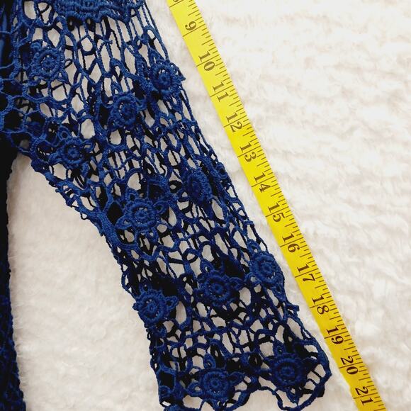 Tunic Top Size 3X Crochet Navy Unconventional Lace Lagenlook Luxury Old Money - Picture 6 of 14